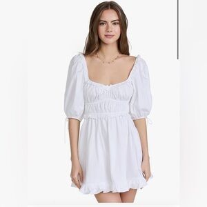 For Love of Lemons White Puff Sleeve Dress